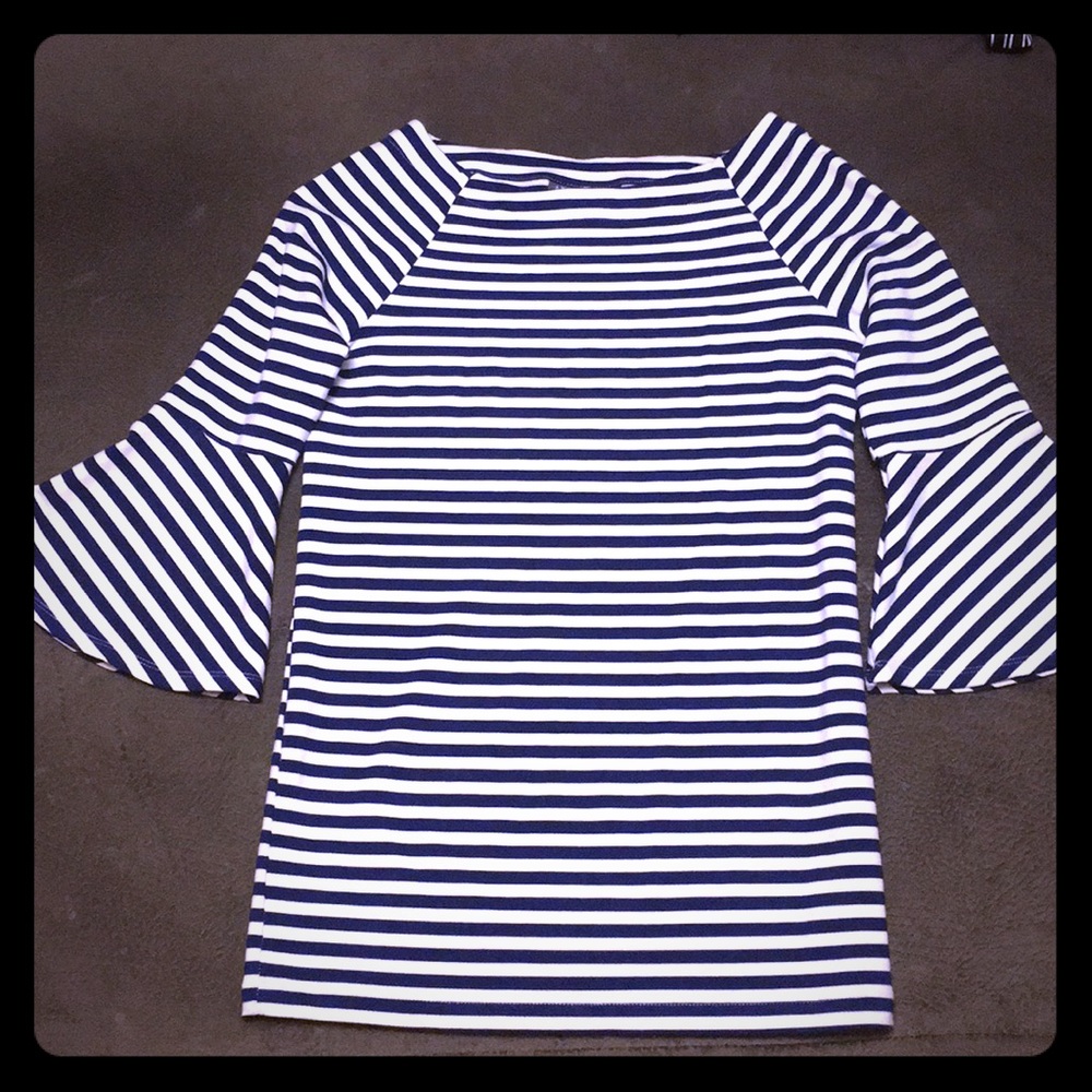 Navy and White Striped Maternity Top